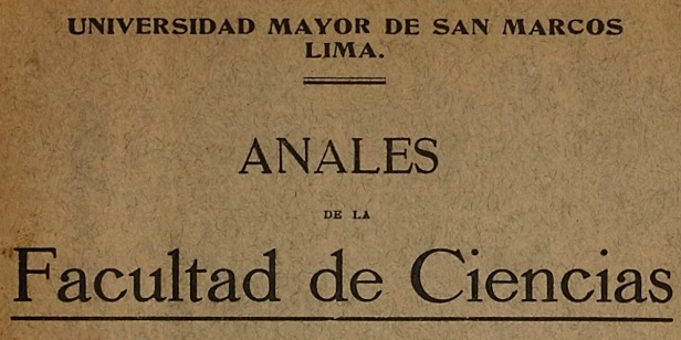 Anales de la Facultad de Ciencias (Lima, 1925-1927)